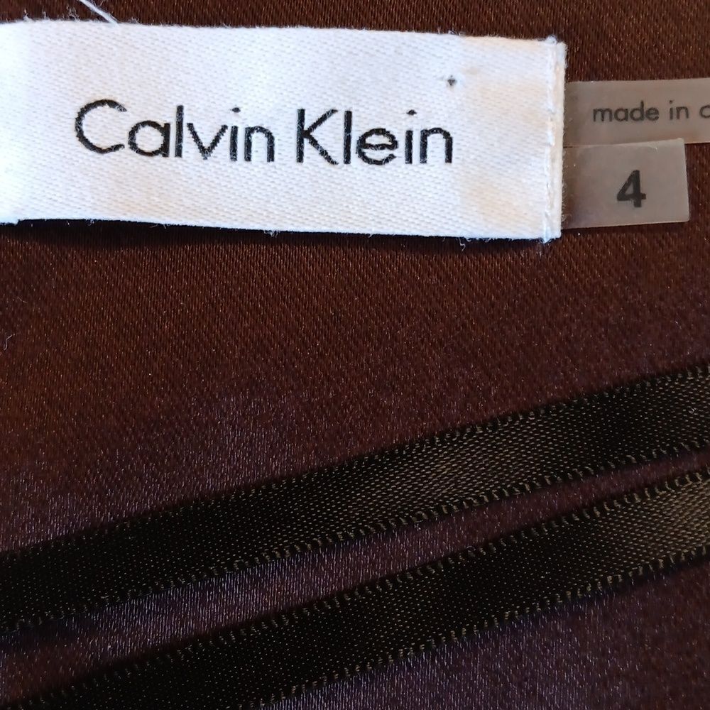Calvin Klein Chocolate Brown Stretch Satin Dress - Picture 8 of 11